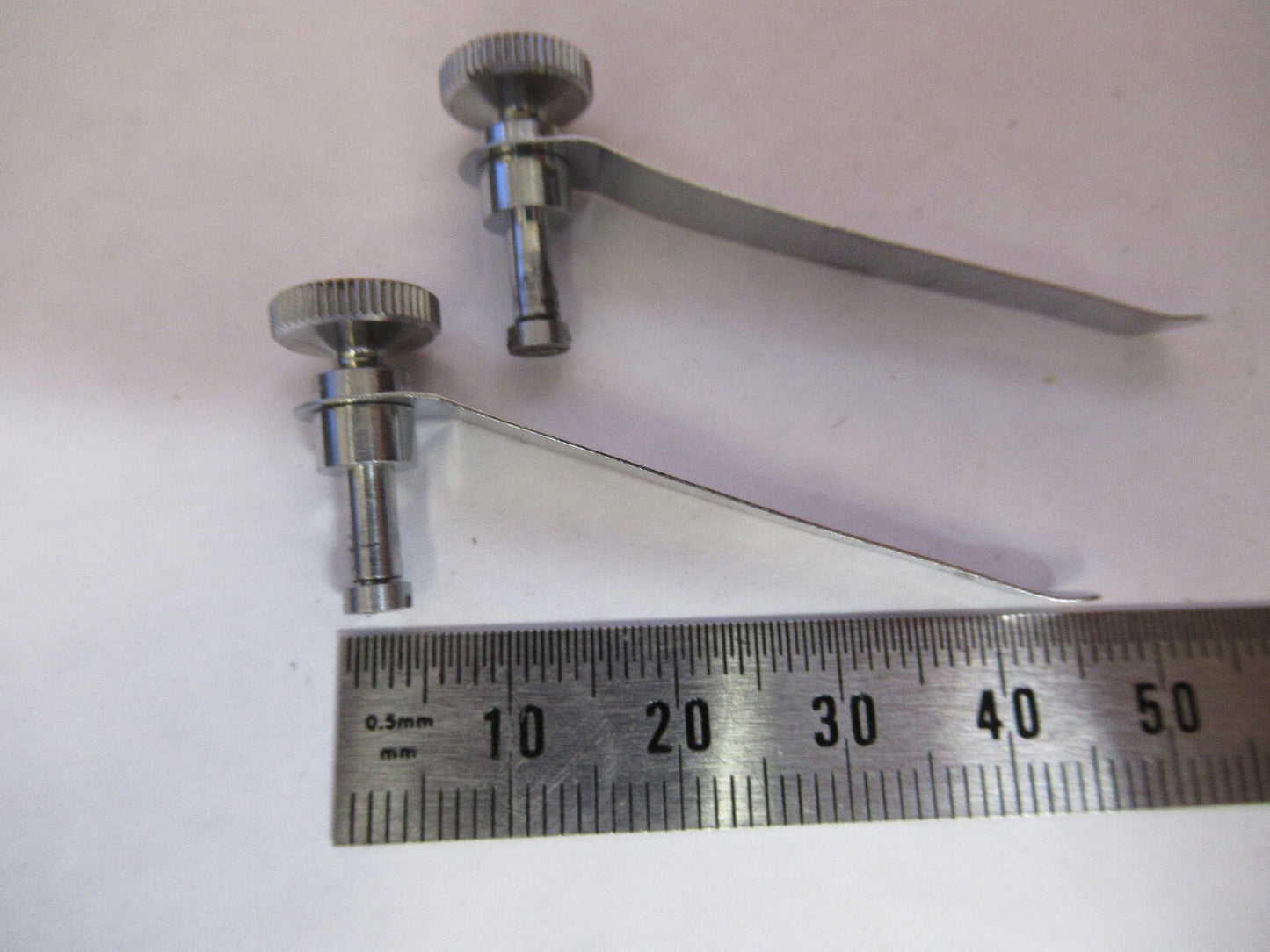PAIR CLIPS STAGE UNITRON JAPAN MICROSCOPE PART AS PICTURED Y1-A-46