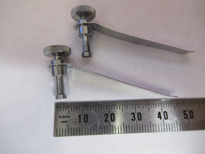 PAIR CLIPS STAGE UNITRON JAPAN MICROSCOPE PART AS PICTURED Y1-A-46