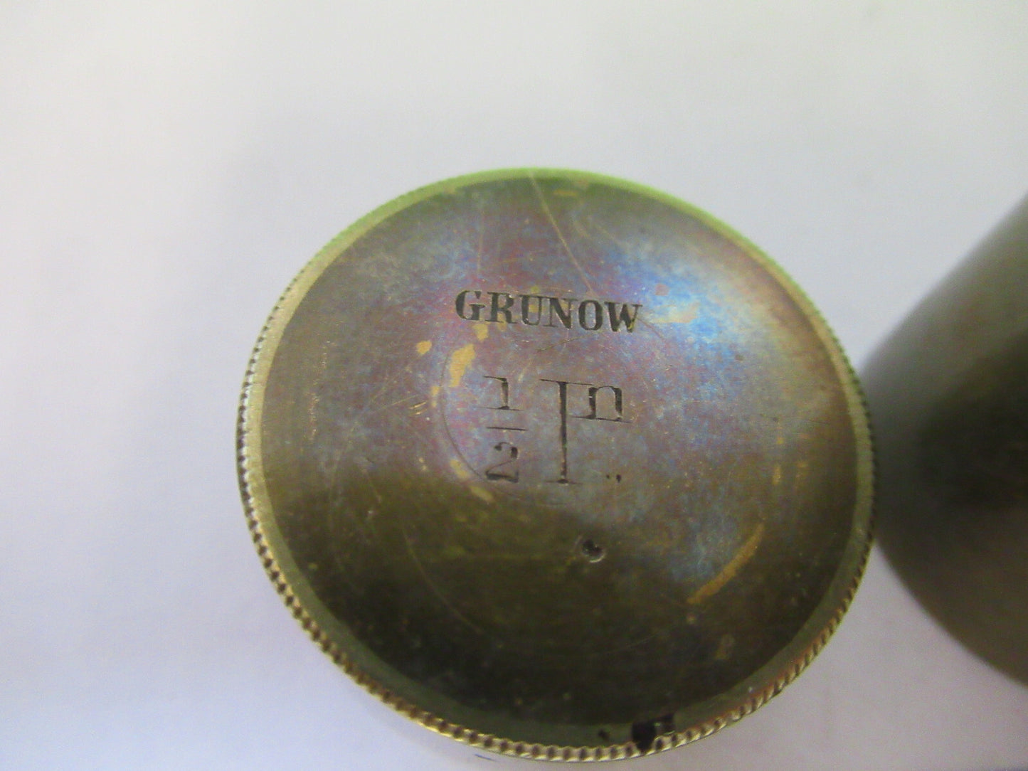 ANTIQUE BRASS GRUNOW RARE EMPTY OBJECTIVE CANISTER AS PICTURED &R9-B-05