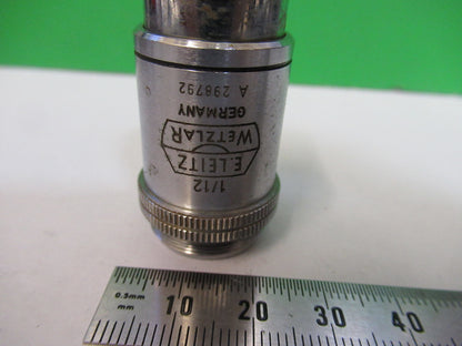 ERNST LEITZ 1/12 100X /170 OBJECTIVE MICROSCOPE PART OPTICS AS PICTURED Z1-A-224