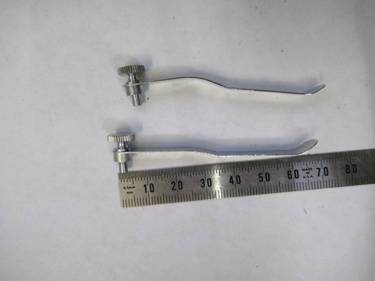 CARL ZEISS PAIR OF CLIPS STAGE MICROSCOPE PART AS PICTURED S1-B-74
