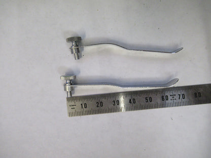 CARL ZEISS PAIR OF CLIPS STAGE MICROSCOPE PART AS PICTURED S1-B-74