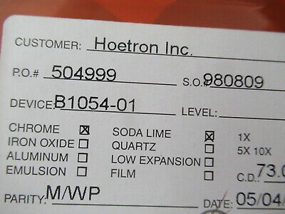COLLECTABLE PHOTOMASK HOETRON ELECTRONIC COMPONENTS RARE AS PICTURED &F5-A-121