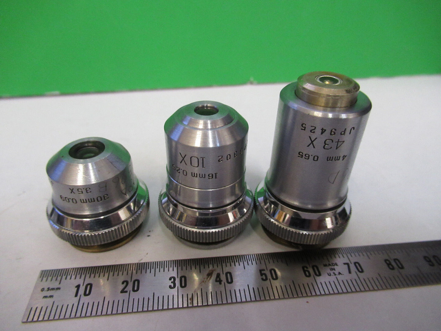 BAUSCH LOMB LOT OBJECTIVE 3.5X 10X 43X MICROSCOPE PART AS PICTURED G8-A-20