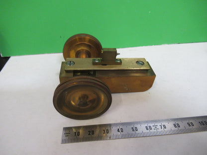 ANTIQUE BAUSCH LOMB MACRO STAGE KNOBS BRASS MICROSCOPE PART AS PICTURED S7-A-02