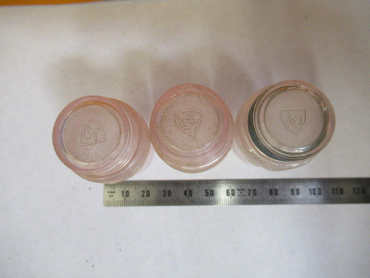 LOT 3 EA PLASTIC AO EMPTY CANS AMERICAN OPTICS MICROSCOPE AS PICTURED X6-A-24