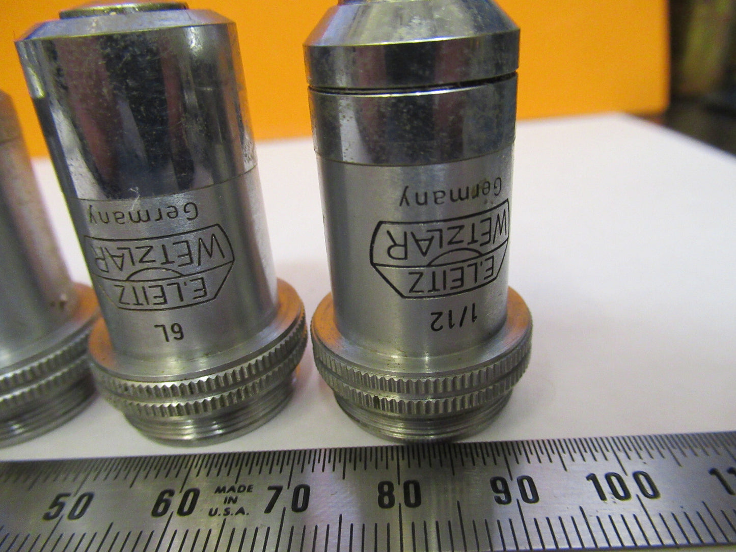 LEITZ WETZLAR LOT 4 PCS OBJECTIVE LENS OPTIC MICROSCOPE PART AS PICTURED Y1-A-37