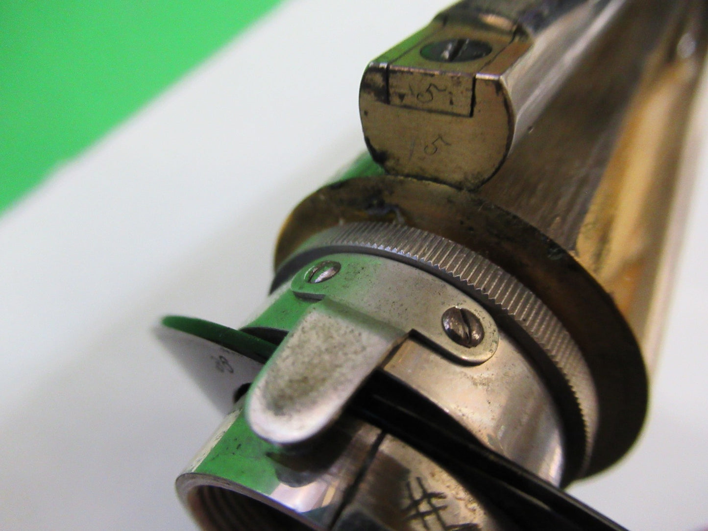 ANTIQUE BRASS LEITZ GERMANY TUBUS NOSEPIECE MICROSCOPE PART AS PICTURED V3-A-34