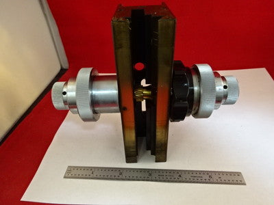 MICROSCOPE PART WILD HEERBRUGG SWISS M20 BRASS STAGE MICROMETER AS IS #51-A-08