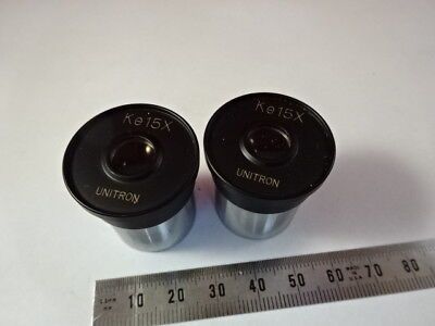 PAIR UNITRON Ke15X LENS EYEPIECE OCULAR MICROSCOPE PART OPTICS &99-A-27