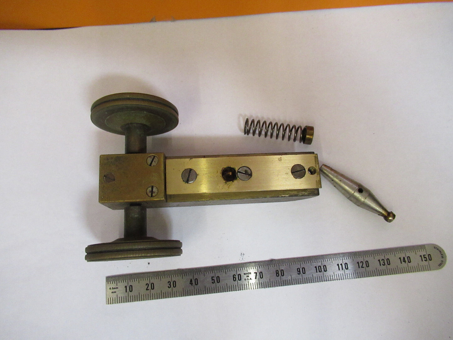 ANTIQUE BAUSCH LOMB STAGE BRASS ASSEMBLY MICROSCOPE PART AS PICTURED S4-B-31