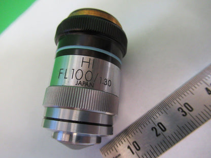 OLYMPUS OBJECTIVE  FL 100X IRIS OPTICS MICROSCOPE PART AS PICTURED &88-A-14