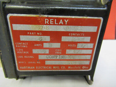 Hartman Electric Relay AVR-869 Contactor Aircraft Part