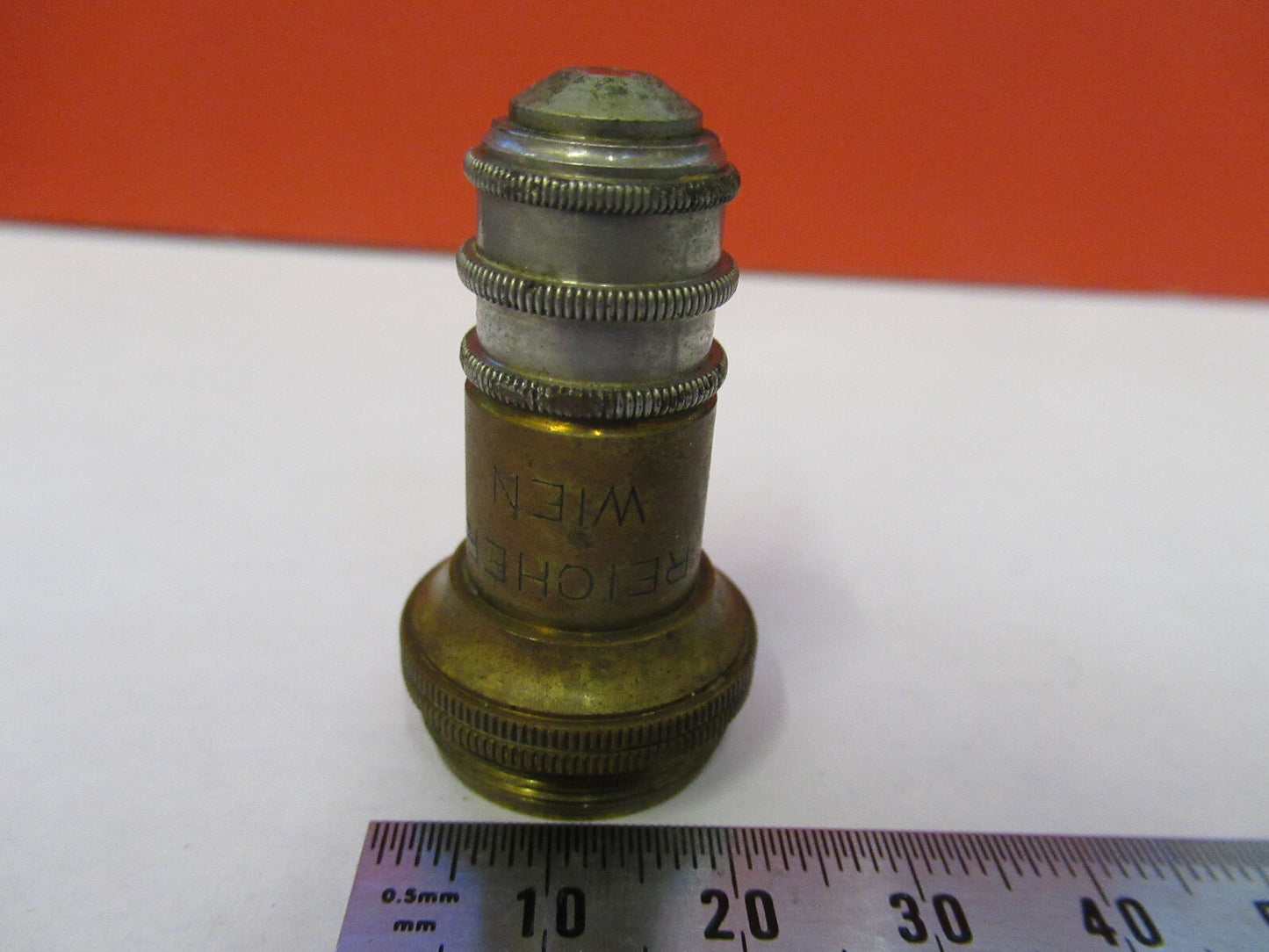 ANTIQUE BRASS CHARLES REICHERT WIEN AUSTRIA OBJECTIVE 7a MICROSCOPE PART 8Z-A-46