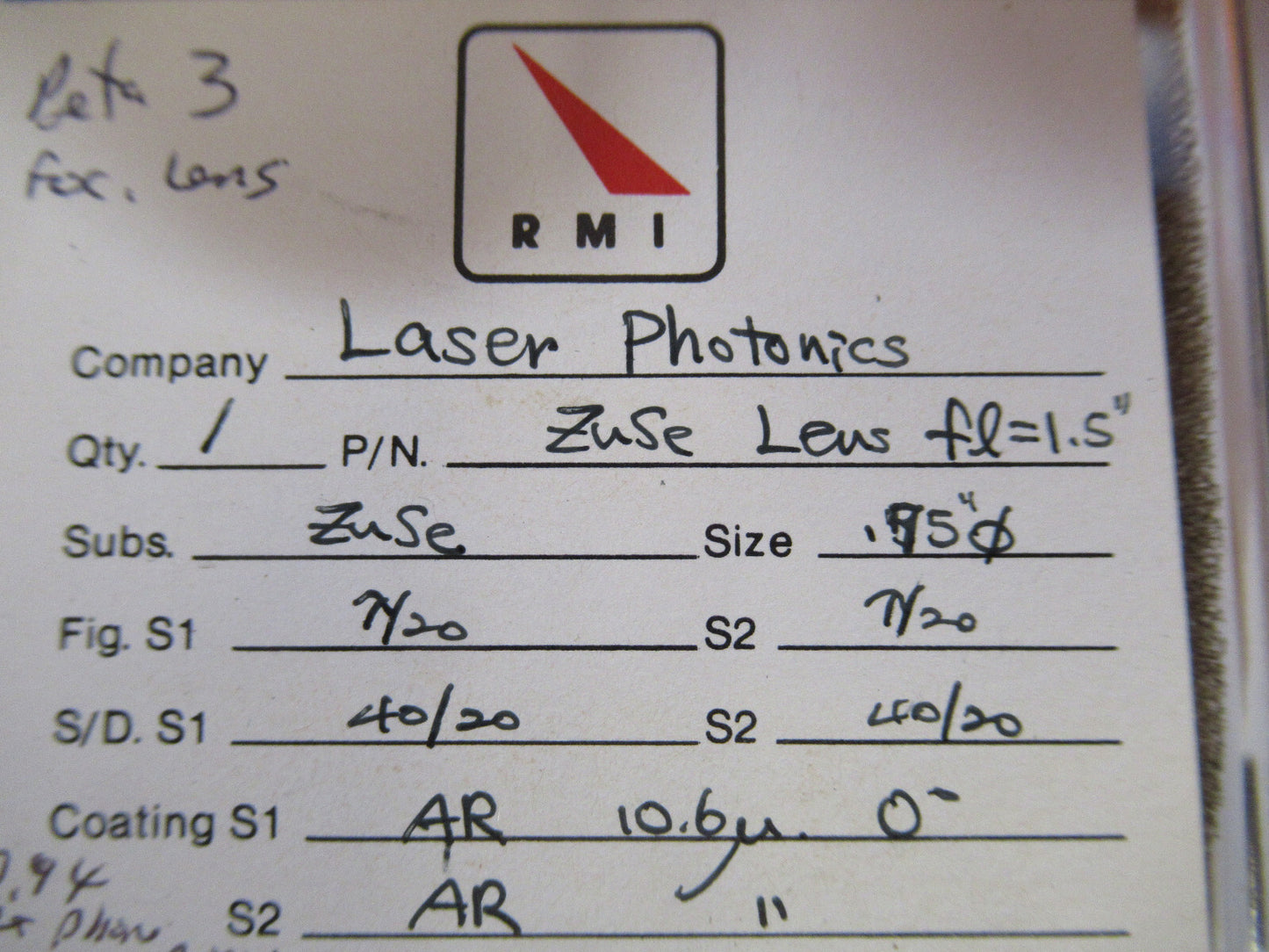 Optical ex-NASA Coated ZnSe Lens Pro Laser Optics