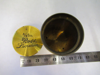 ROSS LONDON EMPTY CANISTER ANTIQUE BRASS OBJECTIVE MICROSCOPE AS PIC S1-B-70