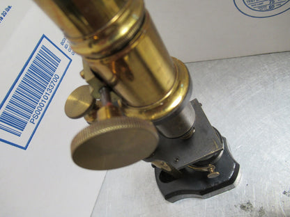 ANTIQUE BRASS MINIATURE RARE FRENCH MICROSCOPE AS PICTURED LOB