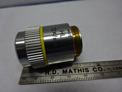 MICROSCOPE PART OBJECTIVE LEITZ WETZLAR GERMANY HL10X 569186 OPTICS AS IS #84-23