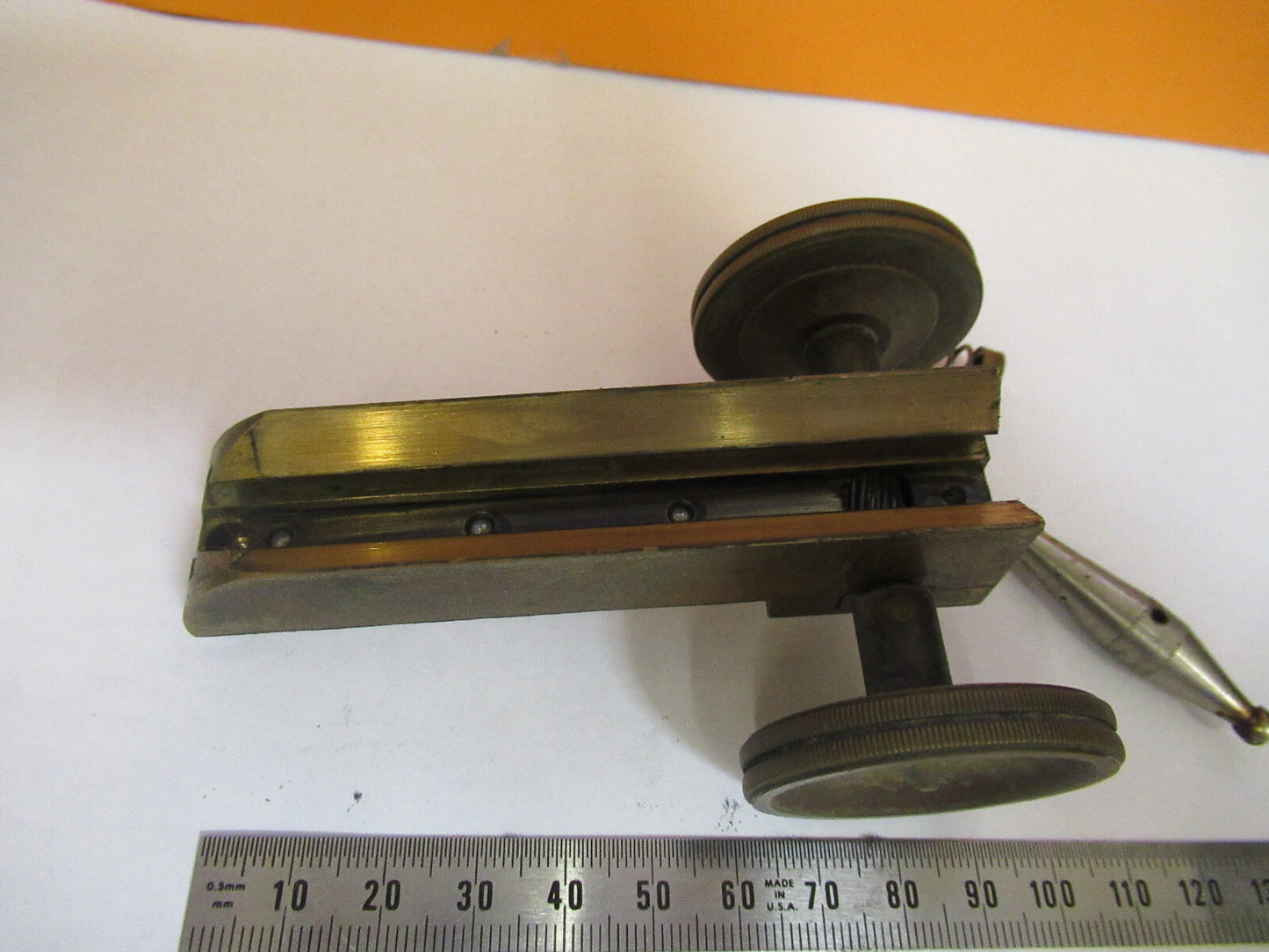 ANTIQUE BAUSCH LOMB STAGE BRASS ASSEMBLY MICROSCOPE PART AS PICTURED S4-B-31
