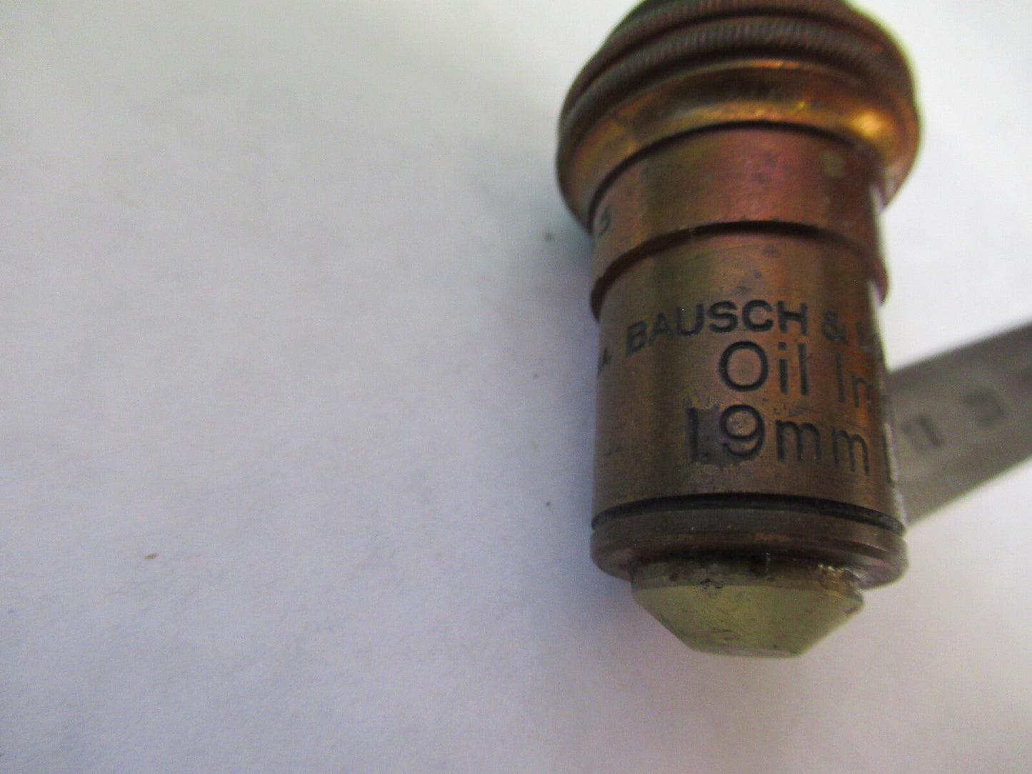 ANTIQUE BAUSCH LOMB BRASS OBJECTIVE 97X MICROSCOPE PART AS PICTURED S7-A-32