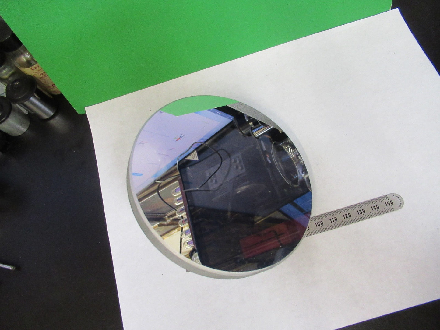 LARGE AUS JENA GERMANY MOUNTED MIRROR OPTICS MICROSCOPE PART AS PICTURED T2-A-46