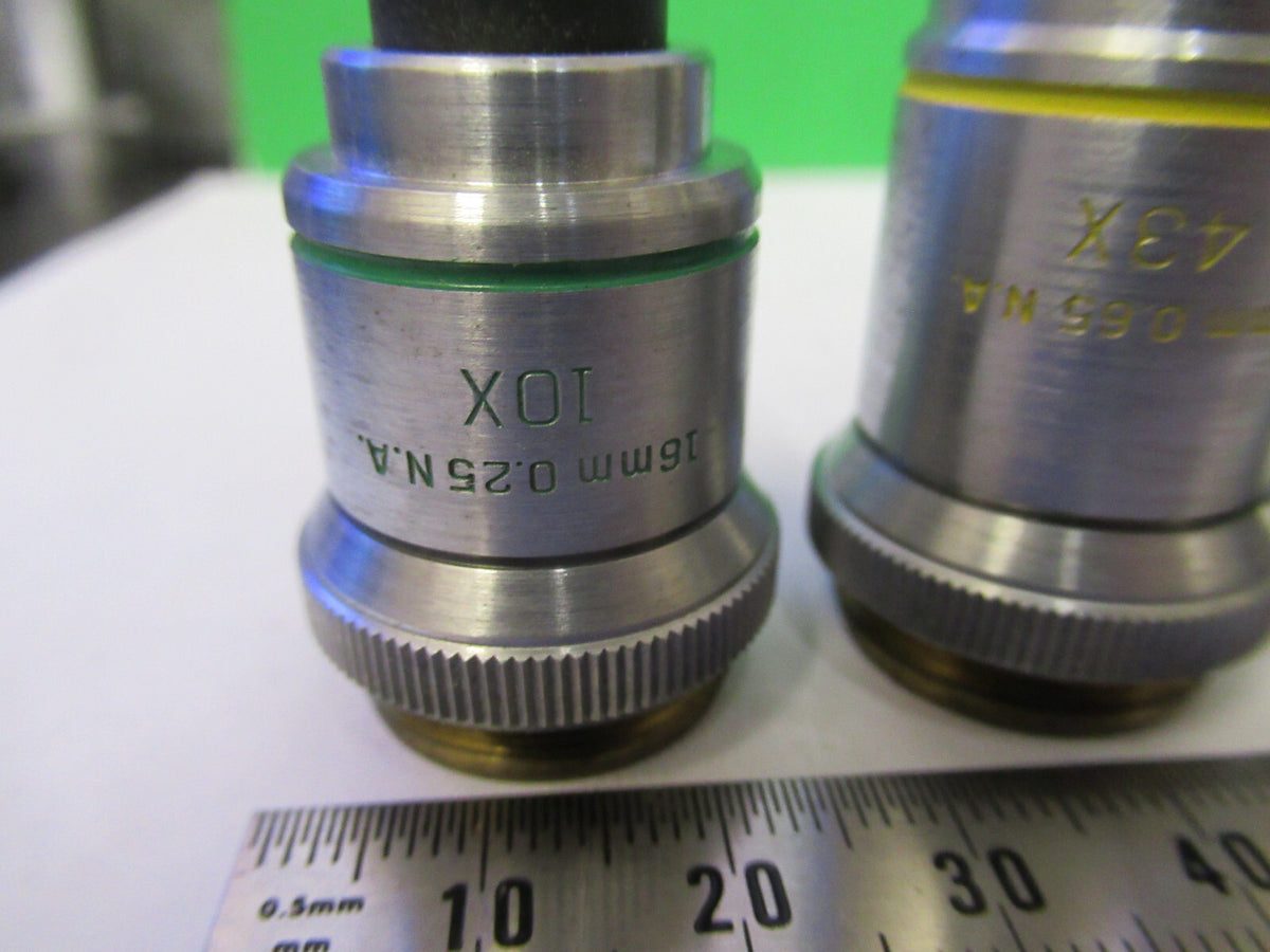 Lot 3 Ea Microscope Objective Lenses Bausch & Lomb 10X 43X 97X Optics