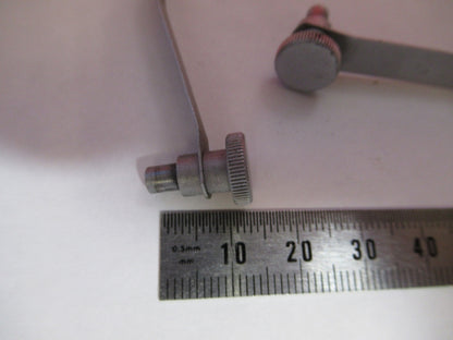 WILD HEERBRUGG SWISS M11 PAIR CLIPS  MICROSCOPE PART AS PICTURED V7-A-75