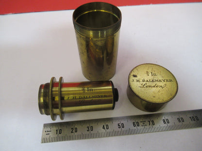 RARE ANTIQUE BRASS JH DALLMEYER LONDON 2/3" OBJECTIVE MICROSCOPE AS PIC &F8-A-02