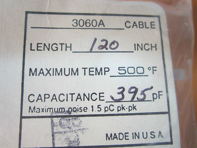 ENDEVCO 3060A LOW NOISE 500F CABLE 10-32 for ACCELEROMETER VIBRATION