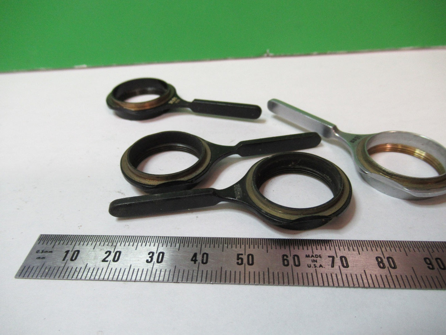ANTIQUE BAUSCH LOMB OBJECTIVE HANDLE LOT MICROSCOPE PART AS PICTURED V7-FT-80