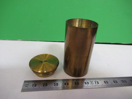 ANTIQUE BRASS EMPTY COLLINS UK OBJECTIVE CANISTER MICROSCOPE PART X3-B-23