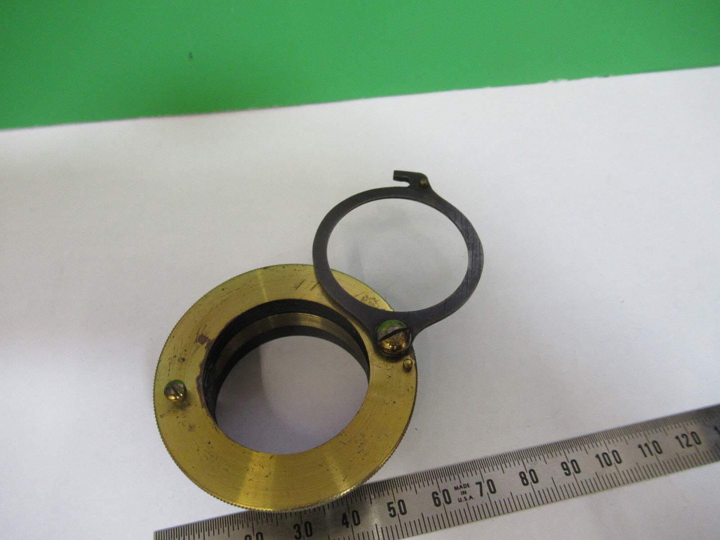 Antique Brass Fixture Condenser Rare England Microscope Part