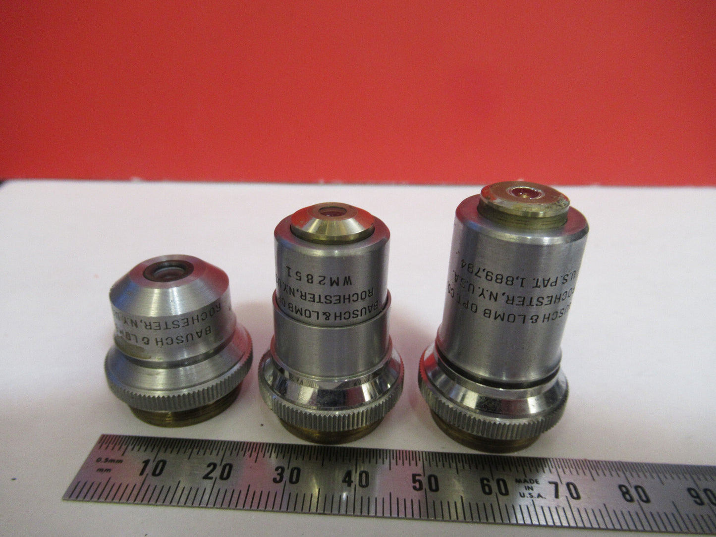 LOT BAUSCH LOMB OBJECTIVE 3.5X 10X 43X  3 ea  OPTICS MICROSCOPE PART T9-A-27