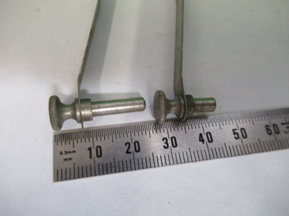 ANTIQUE ERNST LEITZ PAIR CLIPS STAGE MICROSCOPE PART AS PICTURED T3-B-28