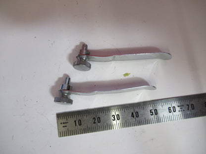 NIKON JAPAN PAIR STAGE CLIPS SPECIMEN MICROSCOPE PART AS PICTURED Y4-A-71