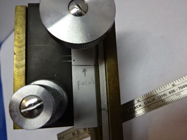 VINTAGE BRASS STAGE MICROMETER GERMANY UNKNOWN MAKE MICROSCOPE PART AS IS &83-62