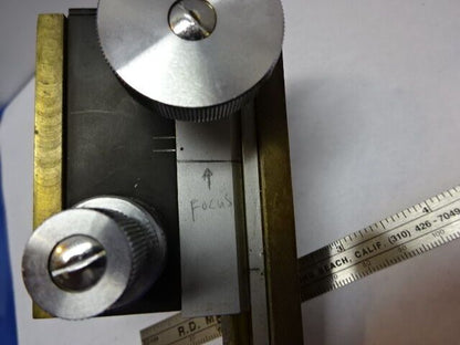 VINTAGE BRASS STAGE MICROMETER GERMANY UNKNOWN MAKE MICROSCOPE PART AS IS &83-62