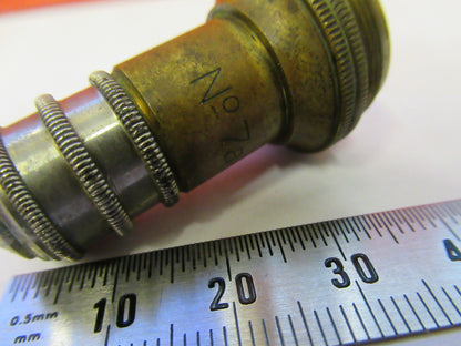ANTIQUE BRASS CHARLES REICHERT WIEN AUSTRIA OBJECTIVE 7a MICROSCOPE PART 8Z-A-46