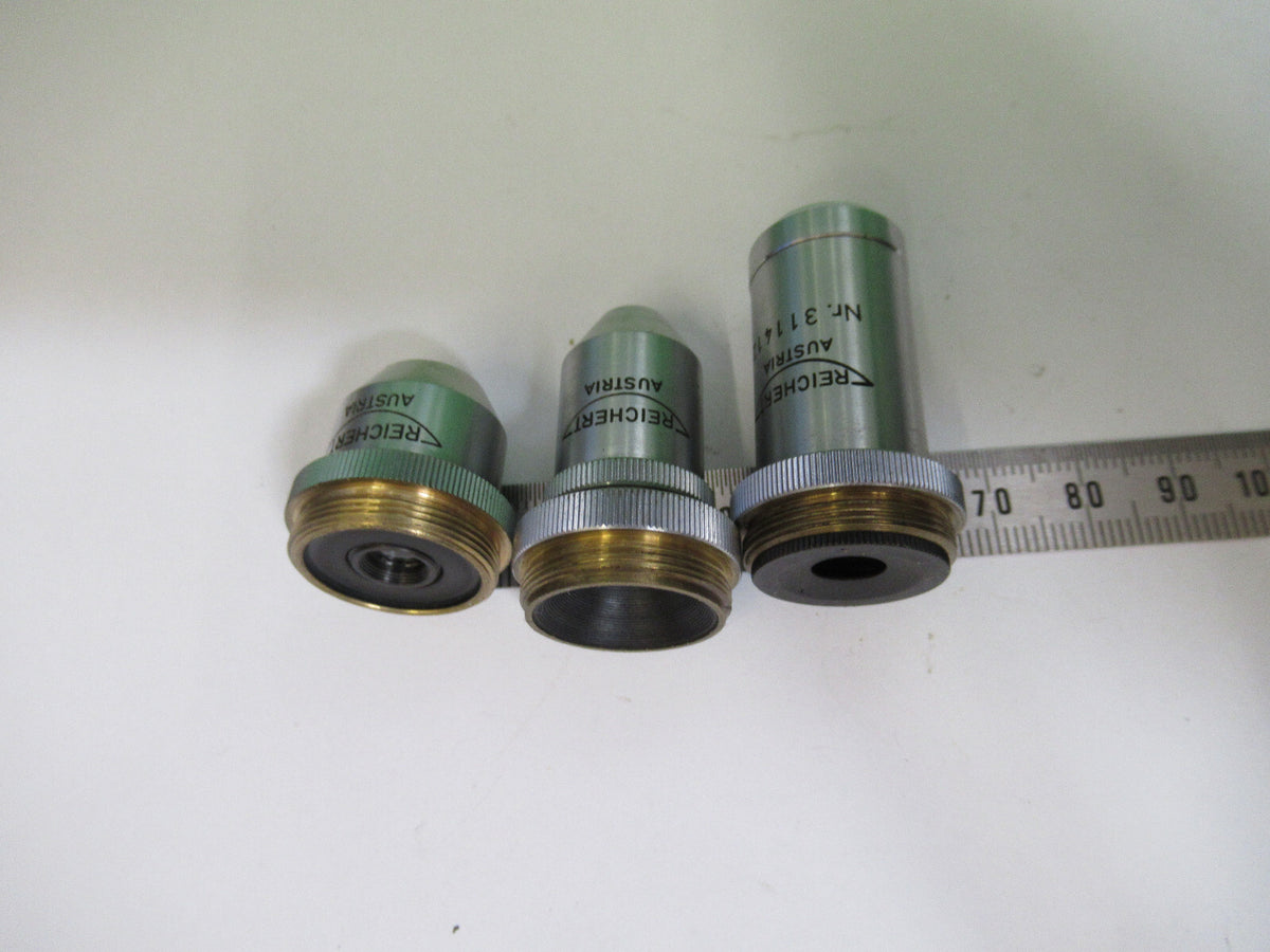 REICHERT AUSTRIA lot objectives 4X 10X 40X MICROSCOPE PART AS PICTURED X5-A-76