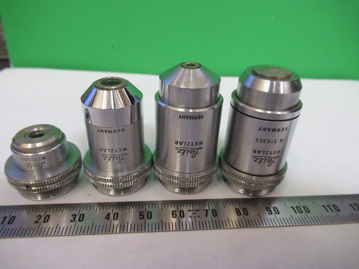 Lot Ernst Leitz Germany Objective 3.5X 10X 45X 100X Microscope Part