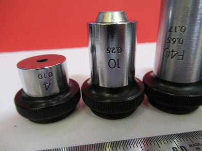 LOT 4ea OBJECTIVE OLYMPUS JAPAN OPTICS  MICROSCOPE PART AS PICTURED S3-B-51