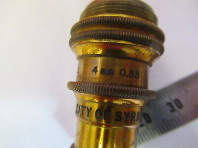 ANTIKES MESSING BAUSCH LOMB OBJEKTIV 4mm MIKROSKOPTEIL WIE ABGEBILDET #F6-B-92 