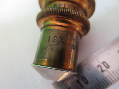 Antique Brass Spencer Lens Co. 12X Lens Objective Microscope Part