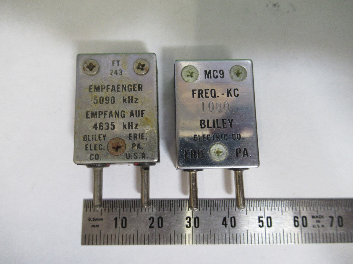 Bliley Electric Co. Wwii 1000 kHz Resonator Quartz Frequency Control