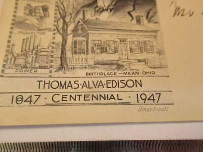 THOMAS ALVA EDISON 1947 ISSUE POSTAL STAMP ENVELOPE AS PICTURED &2-DT