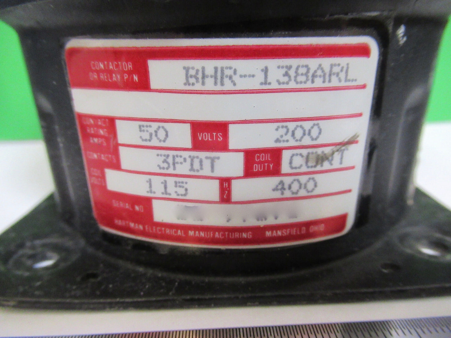 Hartman Electric Relay BHR138ARL Contactor Aircraft Part