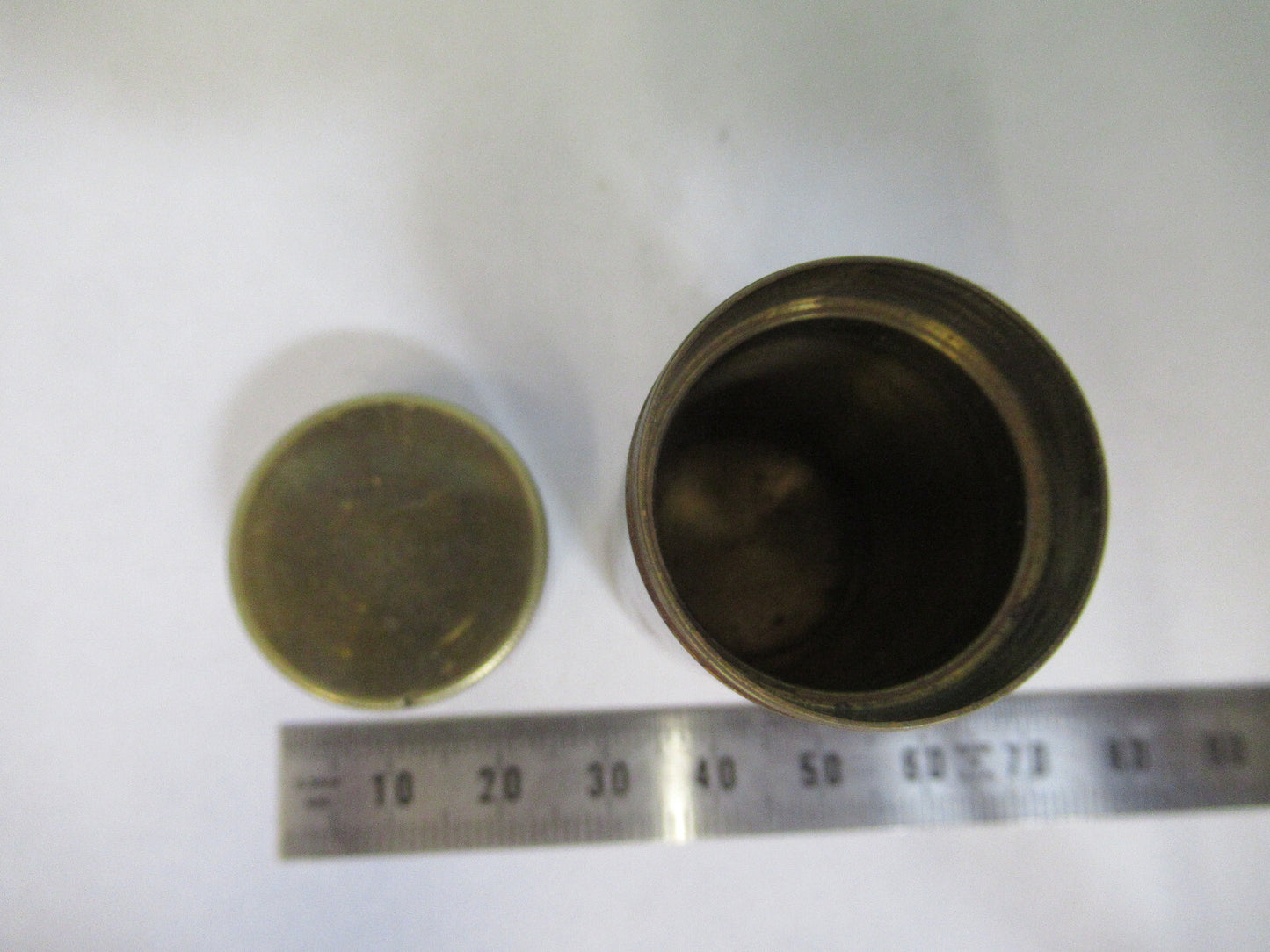 ANTIQUE BRASS GRUNOW RARE EMPTY OBJECTIVE CANISTER AS PICTURED &R9-B-05