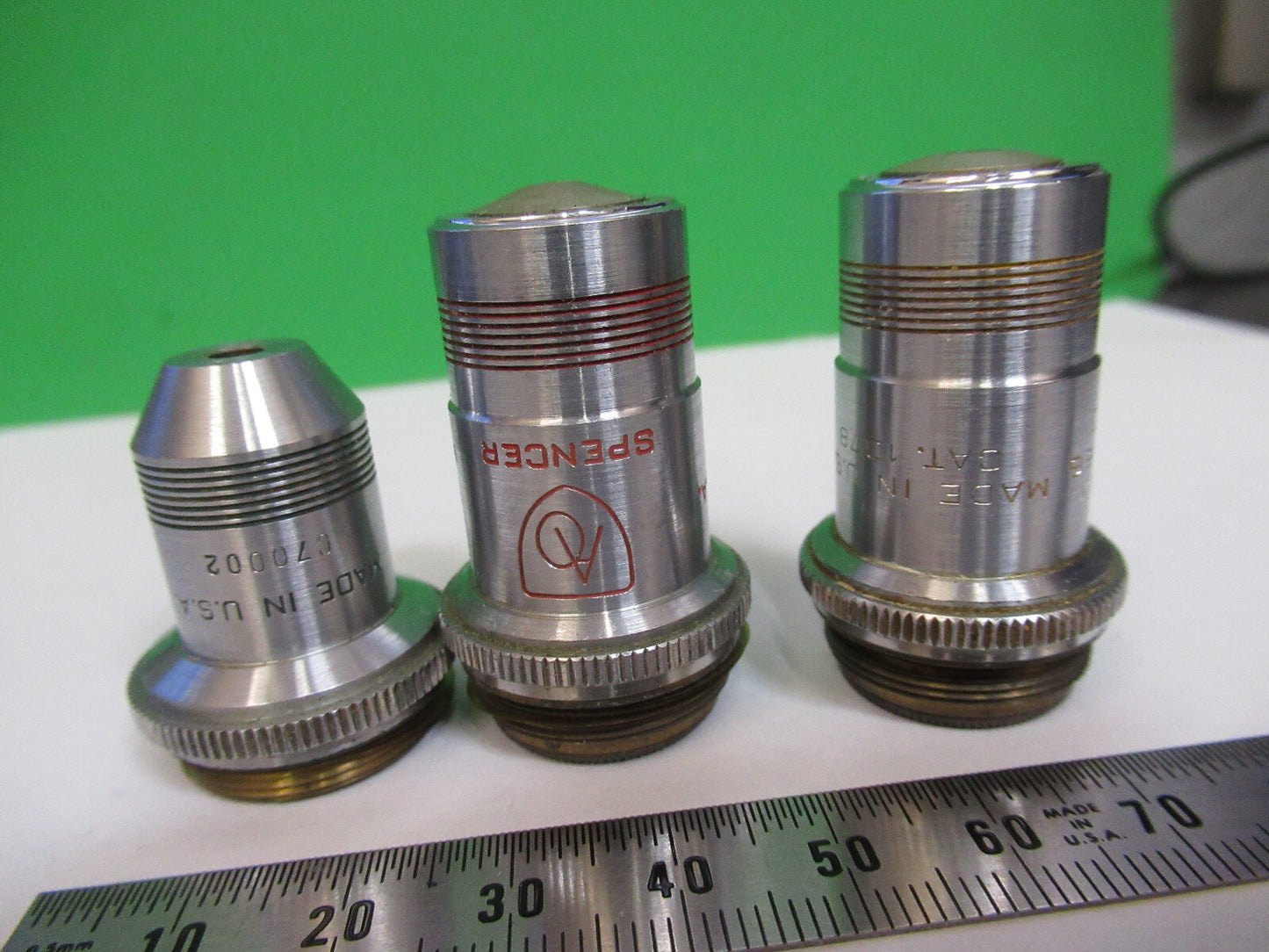 LOT 3 ea OBJECTIVES SPENCER AO MICROSCOPE PART AS PICTURED &R4-A-51