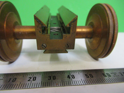 ANTIQUE BAUSCH LOMB MACRO STAGE KNOBS BRASS MICROSCOPE PART AS PICTURED S7-A-02