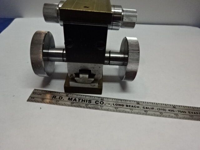 VINTAGE BRASS STAGE MICROMETER GERMANY UNKNOWN MAKE MICROSCOPE PART AS IS &83-62